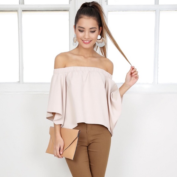 Blush Split Back High Low Off Shoulder Blouse - Picture 3 of 7